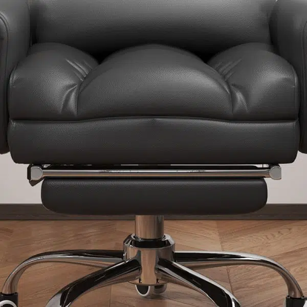 Modern Minimalist Leather Metal Rectangular Square Desk Chair Backrest Armrest Footrest For Home Office - Image 8