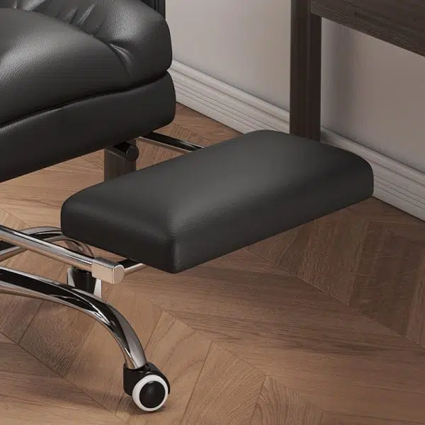 Modern Minimalist Leather Metal Rectangular Square Desk Chair Backrest Armrest Footrest For Home Office - Image 7