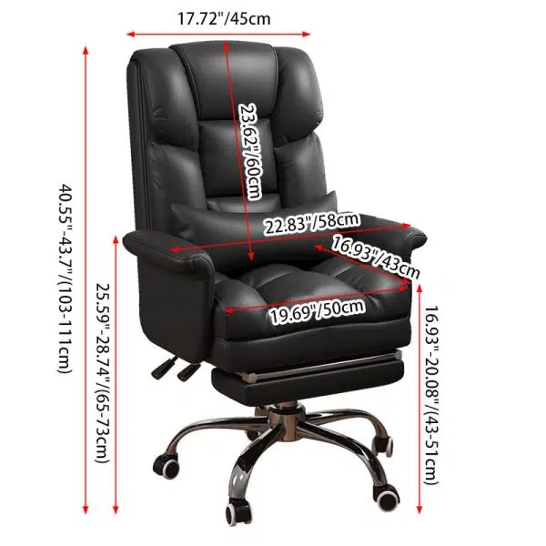 Modern Minimalist Leather Metal Rectangular Square Desk Chair Backrest Armrest Footrest For Home Office - Image 5