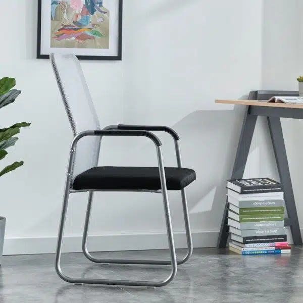 Modern Minimalist Fabric Steel Square Rectangular Desk Chair Backrest Armrest For Home Office - Image 10