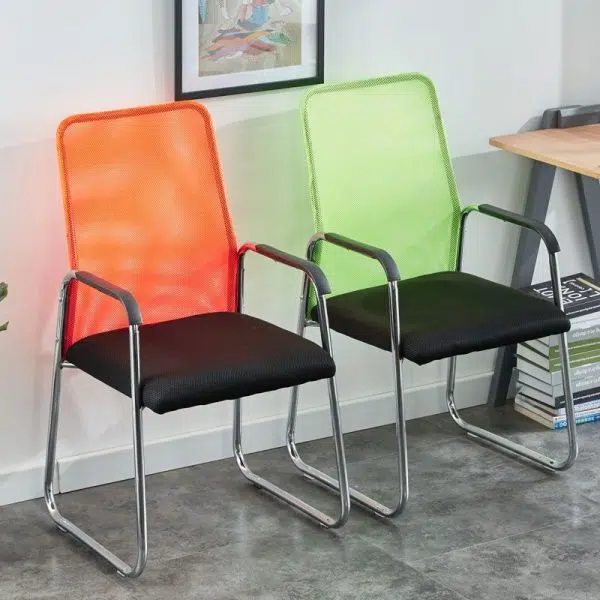 Modern Minimalist Fabric Steel Square Rectangular Desk Chair Backrest Armrest For Home Office - Image 12