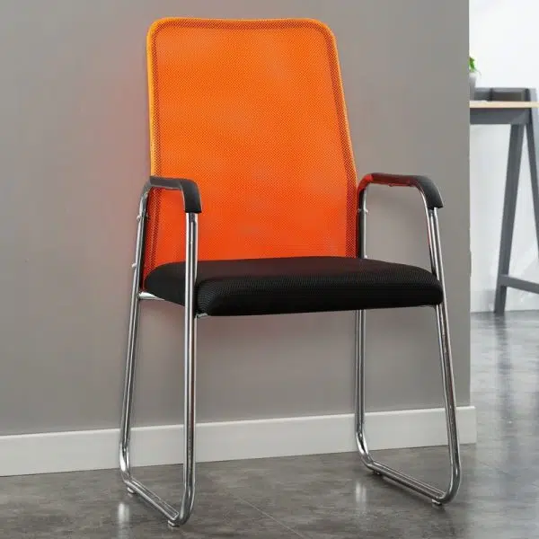 Modern Minimalist Fabric Steel Square Rectangular Desk Chair Backrest Armrest For Home Office - Image 2