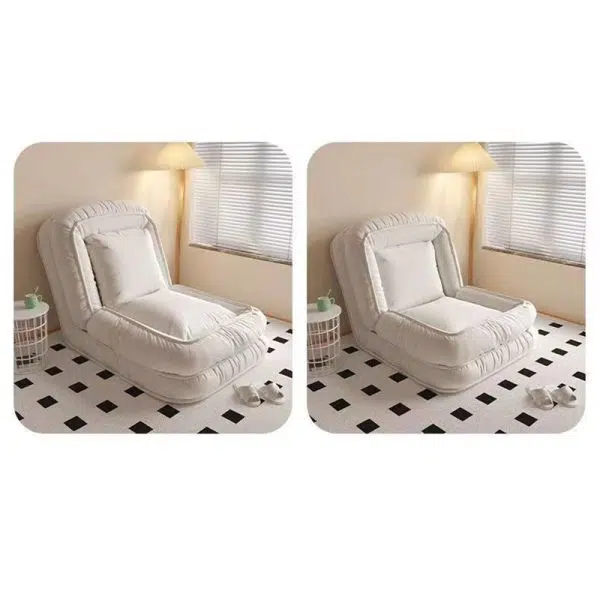 Modern Minimalist Fabric Iron Rectangle Accent Chair Backrest For Living Room - Image 9