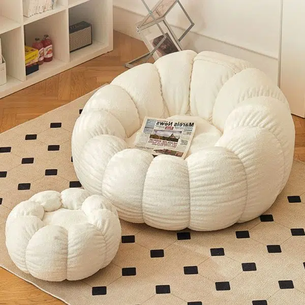 Contemporary Scandinavian Snowflake Velvet Orb Cylinder Accent Chair Backrest Armrest Footrest For Living Room - Image 13