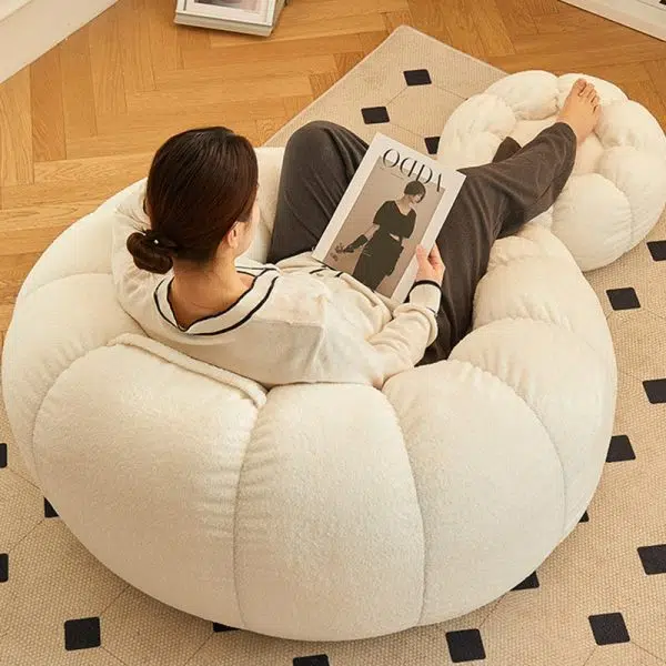 Contemporary Scandinavian Snowflake Velvet Orb Cylinder Accent Chair Backrest Armrest Footrest For Living Room - Image 11