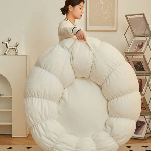 Contemporary Scandinavian Snowflake Velvet Orb Cylinder Accent Chair Backrest Armrest Footrest For Living Room - Image 9