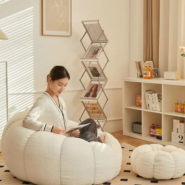 Contemporary Scandinavian Snowflake Velvet Orb Cylinder Accent Chair Backrest Armrest Footrest For Living Room - Image 12