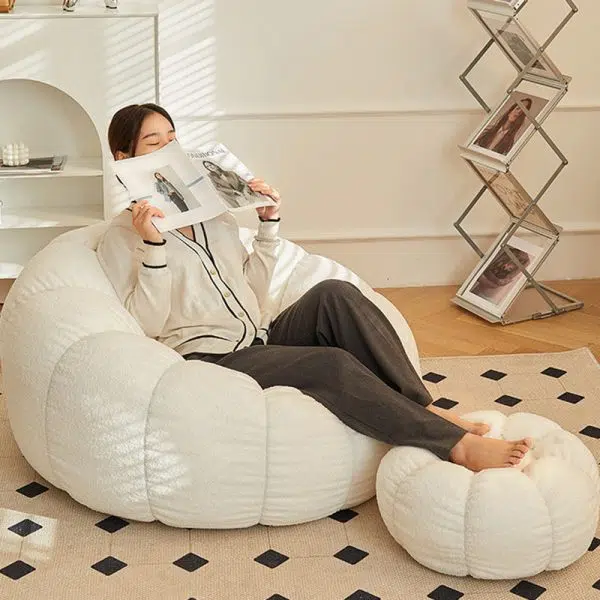 Contemporary Scandinavian Snowflake Velvet Orb Cylinder Accent Chair Backrest Armrest Footrest For Living Room - Image 15