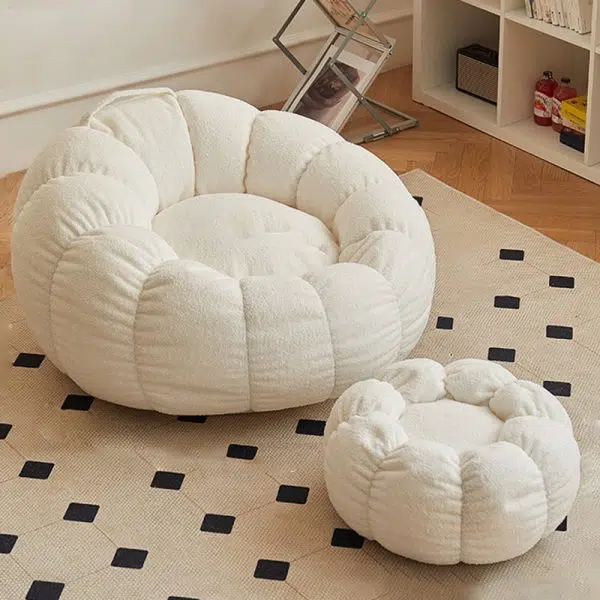 Contemporary Scandinavian Snowflake Velvet Orb Cylinder Accent Chair Backrest Armrest Footrest For Living Room - Image 6