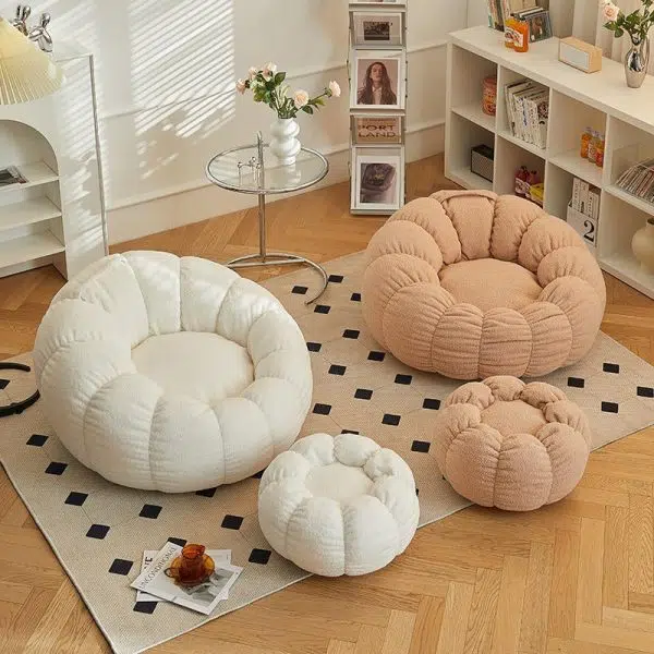 Contemporary Scandinavian Snowflake Velvet Orb Cylinder Accent Chair Backrest Armrest Footrest For Living Room - Image 17