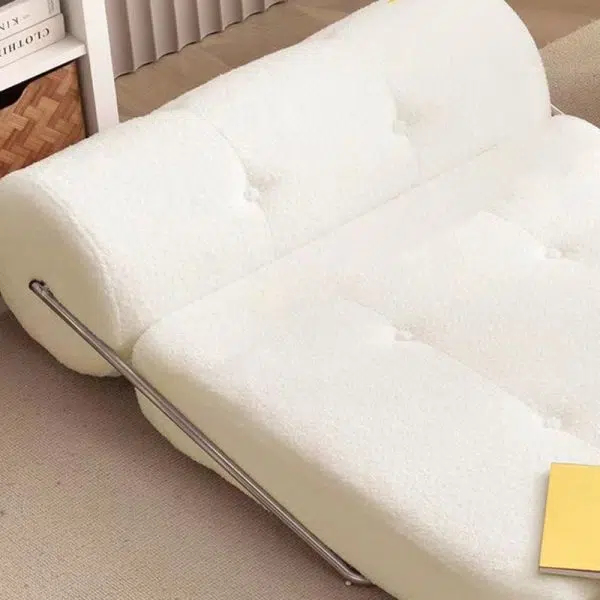 Contemporary Scandinavian Velvet Leather Stainless Steel Rectangle Square Cylinder Accent Chair Backrest For Living Room - Image 6