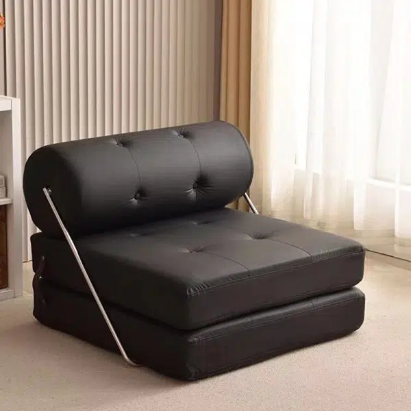 Contemporary Scandinavian Velvet Leather Stainless Steel Rectangle Square Cylinder Accent Chair Backrest For Living Room - Image 15