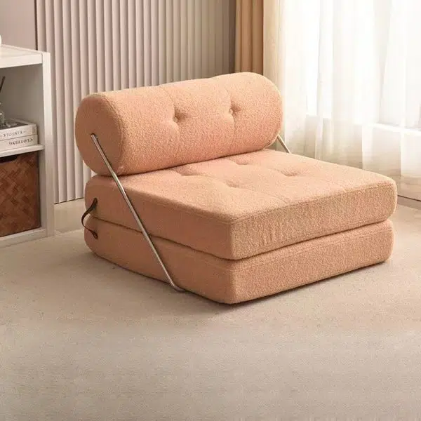 Contemporary Scandinavian Velvet Leather Stainless Steel Rectangle Square Cylinder Accent Chair Backrest For Living Room - Image 2