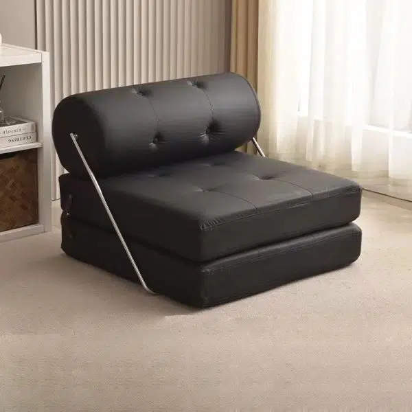 Contemporary Scandinavian Velvet Leather Stainless Steel Rectangle Square Cylinder Accent Chair Backrest For Living Room - Image 3