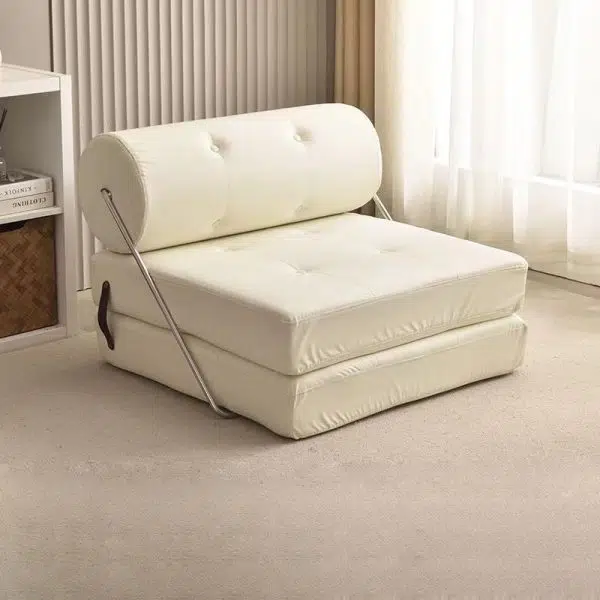 Contemporary Scandinavian Velvet Leather Stainless Steel Rectangle Square Cylinder Accent Chair Backrest For Living Room - Image 4