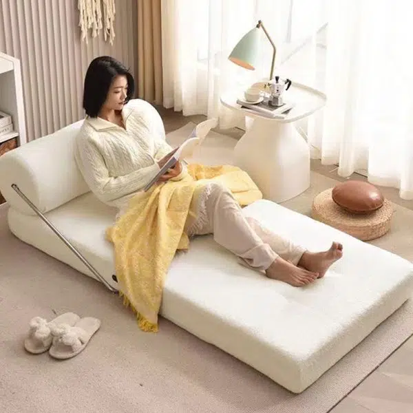 Contemporary Scandinavian Velvet Leather Stainless Steel Rectangle Square Cylinder Accent Chair Backrest For Living Room - Image 12