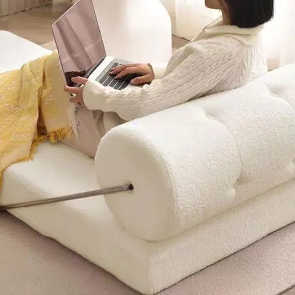 Contemporary Scandinavian Velvet Leather Stainless Steel Rectangle Square Cylinder Accent Chair Backrest For Living Room - Image 8