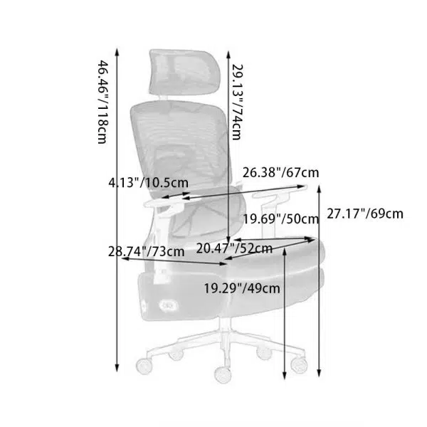 Modern Minimalist Metal PP Mesh Nylon Square Rectangle Electric Massage Desk Chair Backrest Armrest Footrest For Home Office - Image 4