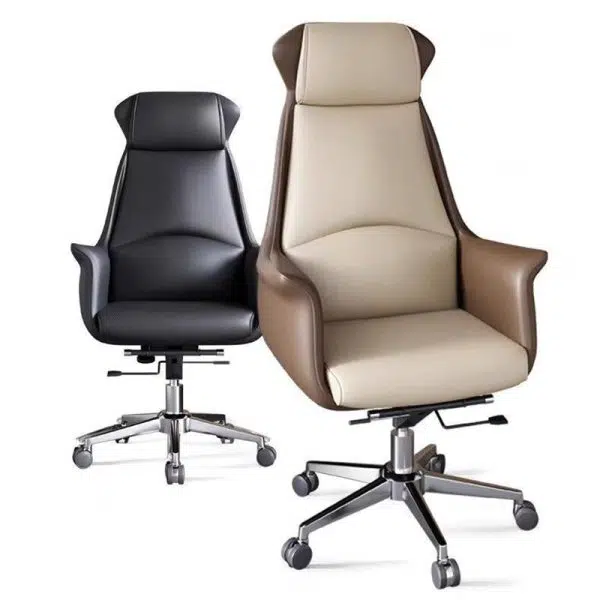 Modern Minimalist Leather Steel Rectangle Square Triangle Desk Chair Backrest Armrest For Home Office - Image 4