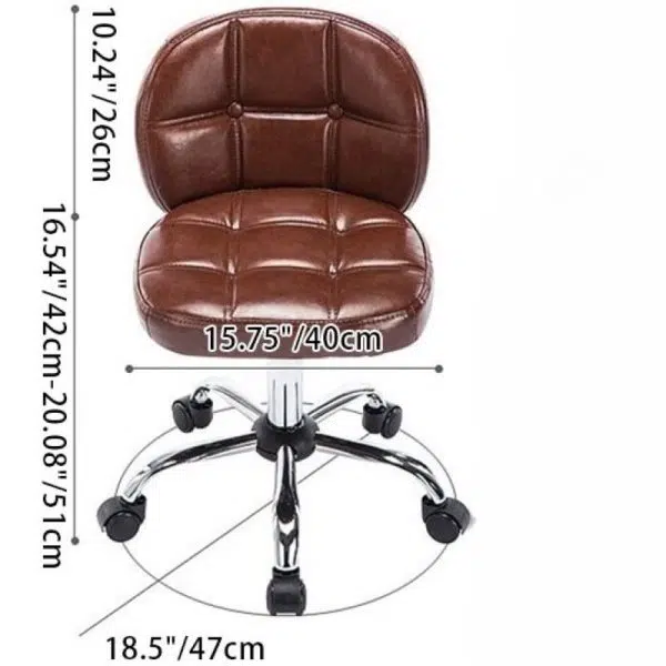 Contemporary Scandinavian Leather Metal Square Oval Round Mini Desk Chair Backrest For Home Office - Image 4