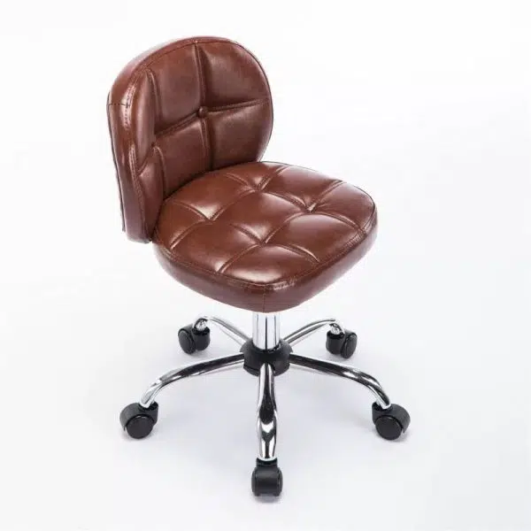 Contemporary Scandinavian Leather Metal Square Oval Round Mini Desk Chair Backrest For Home Office - Image 3