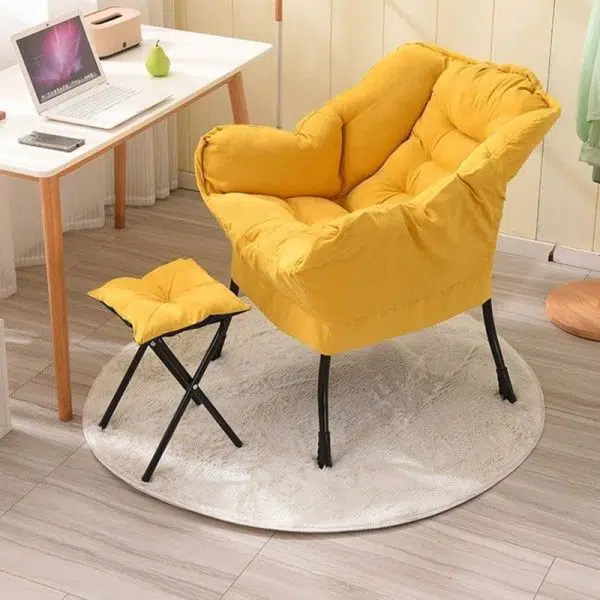 Modern Minimalist Velvet Steel Rectangular Accent Chair Backrest Armrest Footrest For Living Room - Image 22