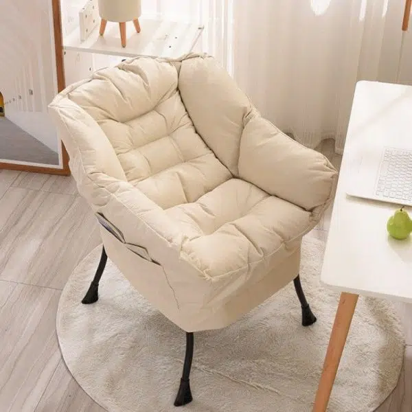 Modern Minimalist Velvet Steel Rectangular Accent Chair Backrest Armrest Footrest For Living Room - Image 2