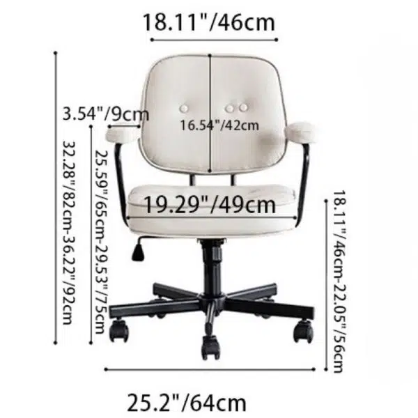 Contemporary Scandinavian Leather Metal Square Round Buckle Desk Chair Backrest Armrest For Home Office - Image 6