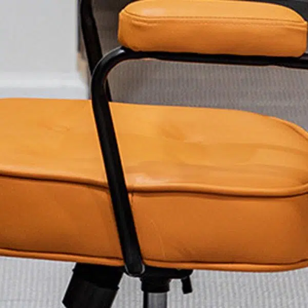 Contemporary Scandinavian Leather Metal Square Round Buckle Desk Chair Backrest Armrest For Home Office - Image 9