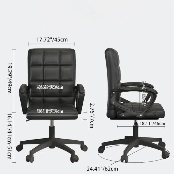 Modern Minimalist Leather Solid Wood Nylon Rectangle Square Lattice Desk Chair Backrest Armrest For Home Office - Image 3