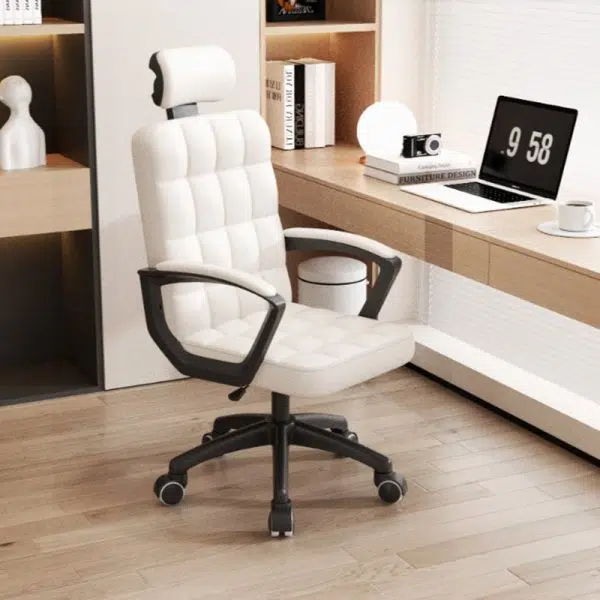 Modern Minimalist Leather Solid Wood Nylon Rectangle Square Lattice Desk Chair Backrest Armrest For Home Office - Image 6