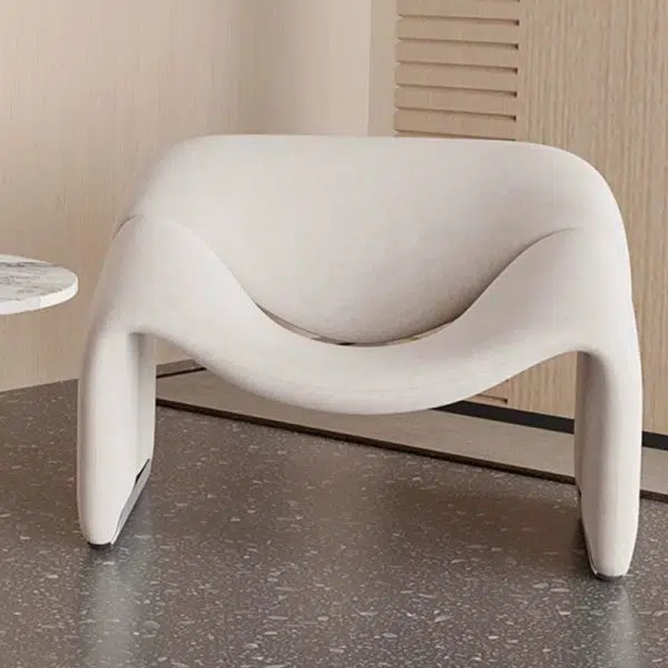 Contemporary Scandinavian Velvet Iron M-shaped Arc Accent Chair Backrest Armrest For Living Room - Image 8