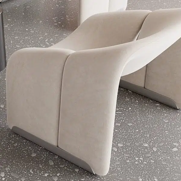 Contemporary Scandinavian Velvet Iron M-shaped Arc Accent Chair Backrest Armrest For Living Room - Image 4