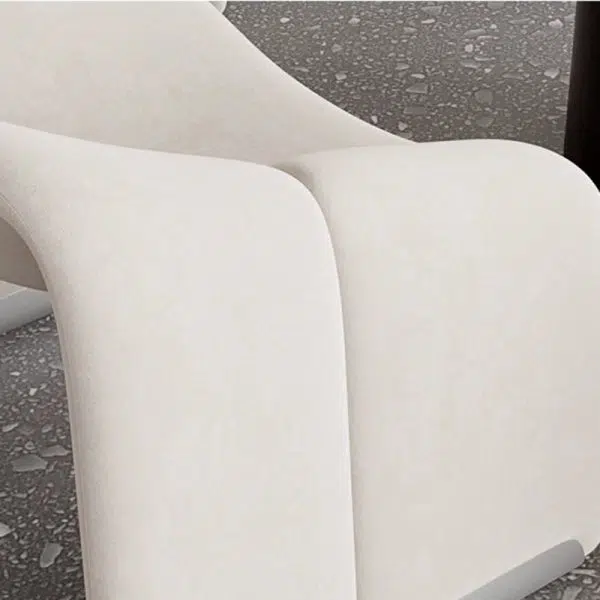 Contemporary Scandinavian Velvet Iron M-shaped Arc Accent Chair Backrest Armrest For Living Room - Image 5