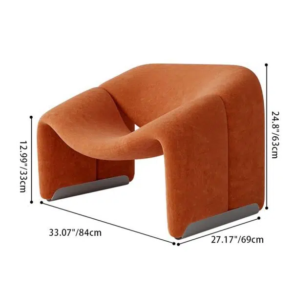 Contemporary Scandinavian Velvet Iron M-shaped Arc Accent Chair Backrest Armrest For Living Room - Image 3