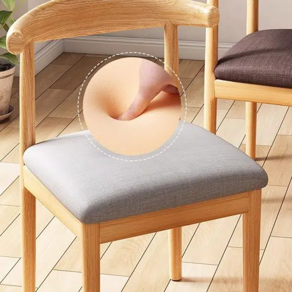 Contemporary Scandinavian Solid Wood PU Fabric Square Cylinder Dining Chair Backrest For Dining Room - Image 8