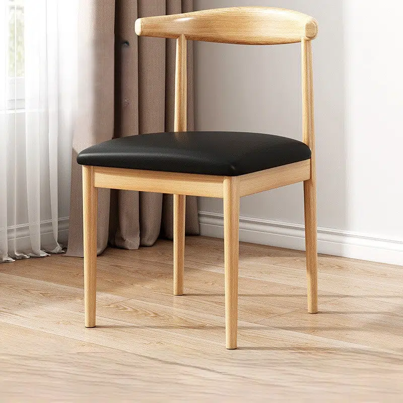 DFM-Chair-FJ00281-25.jpg Contemporary Scandinavian Solid Wood PU Fabric Square Cylinder Dining Chair Backrest For Dining Room - Image 1