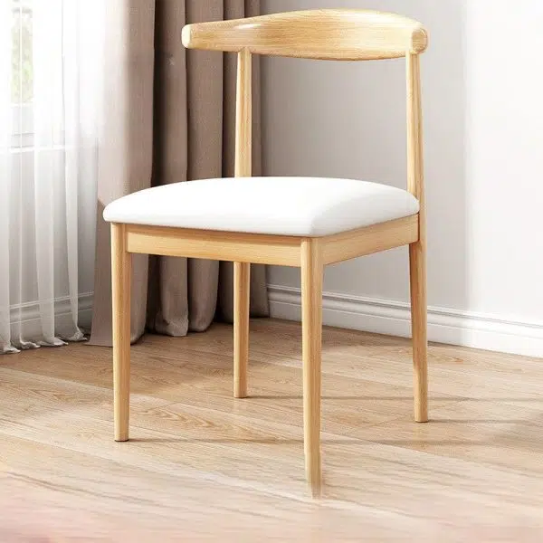 Contemporary Scandinavian Solid Wood PU Fabric Square Cylinder Dining Chair Backrest For Dining Room - Image 2