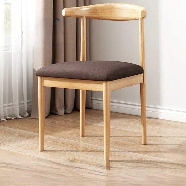 Contemporary Scandinavian Solid Wood PU Fabric Square Cylinder Dining Chair Backrest For Dining Room - Image 3