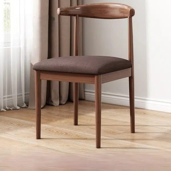 Contemporary Scandinavian Solid Wood PU Fabric Square Cylinder Dining Chair Backrest For Dining Room - Image 9