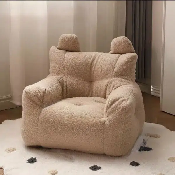 Contemporary Creations Velvet Fabric EPP Particles Square Rectangle Rabbit Ears Accent Chair Backrest Armrest For Living Room - Image 2