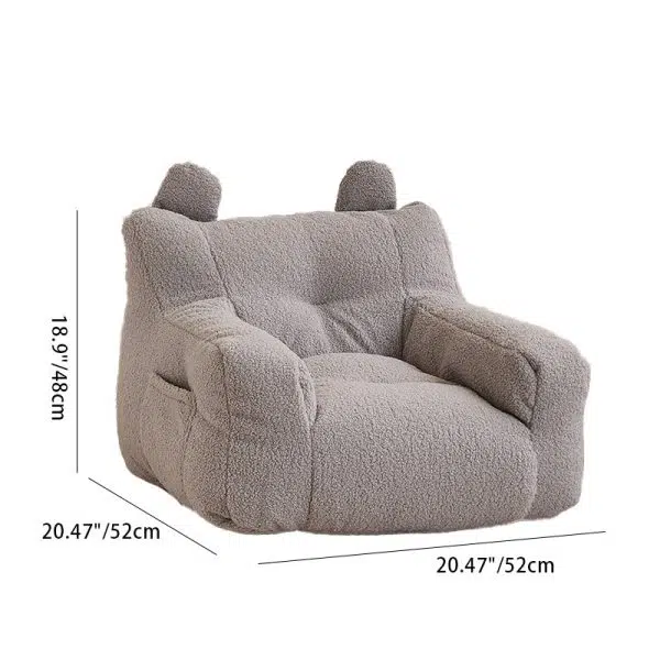 Contemporary Creations Velvet Fabric EPP Particles Square Rectangle Rabbit Ears Accent Chair Backrest Armrest For Living Room - Image 3