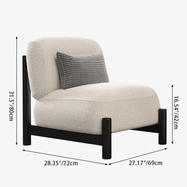 Contemporary Scandinavian Velvet Solid Wood Metal Square Rectangle Cylinder Accent Chair Backrest For Living Room - Image 4