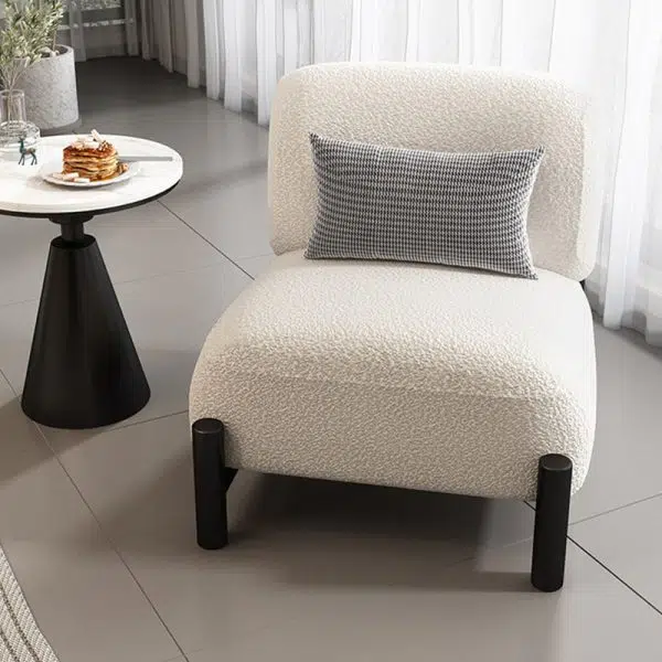 Contemporary Scandinavian Velvet Solid Wood Metal Square Rectangle Cylinder Accent Chair Backrest For Living Room - Image 10