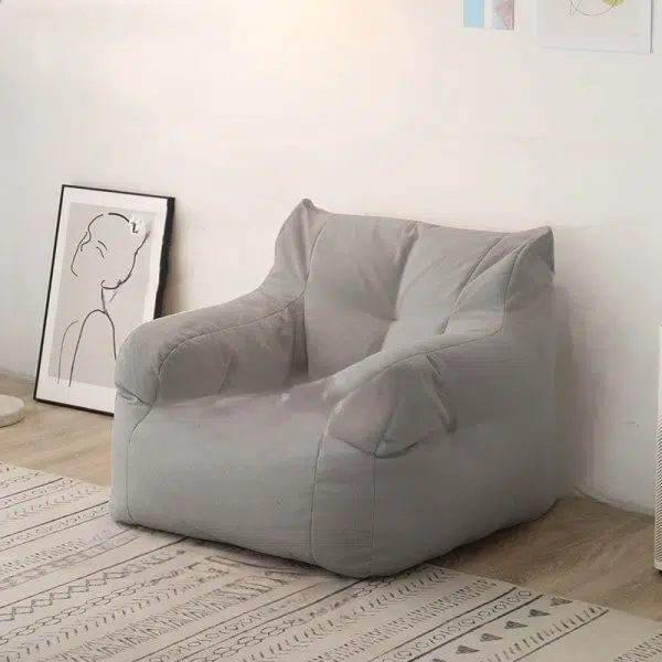 Contemporary Scandinavian Fabric EPS Particles Rectangle Plaid Sofa Backrest Armrest For Living Room - Image 2