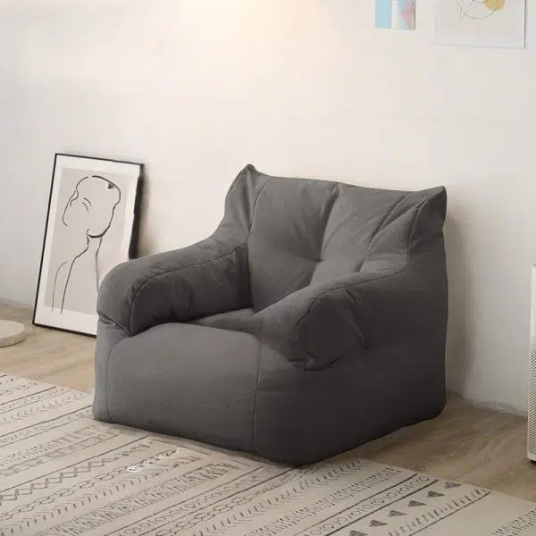 Contemporary Scandinavian Fabric EPS Particles Rectangle Plaid Sofa Backrest Armrest For Living Room - Image 7