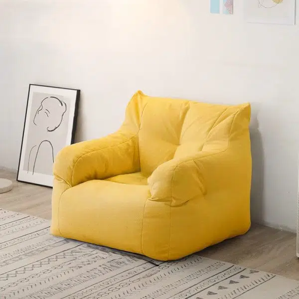 Contemporary Scandinavian Fabric EPS Particles Rectangle Plaid Sofa Backrest Armrest For Living Room - Image 8