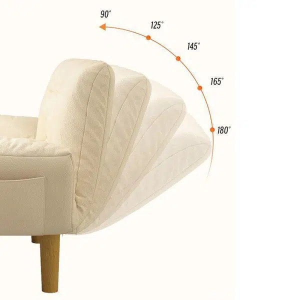 Contemporary Scandinavian Fabric Solid Wood Rectangle Lattice Cylindrical Leg Sofa Backrest Armrest For Living Room - Image 9