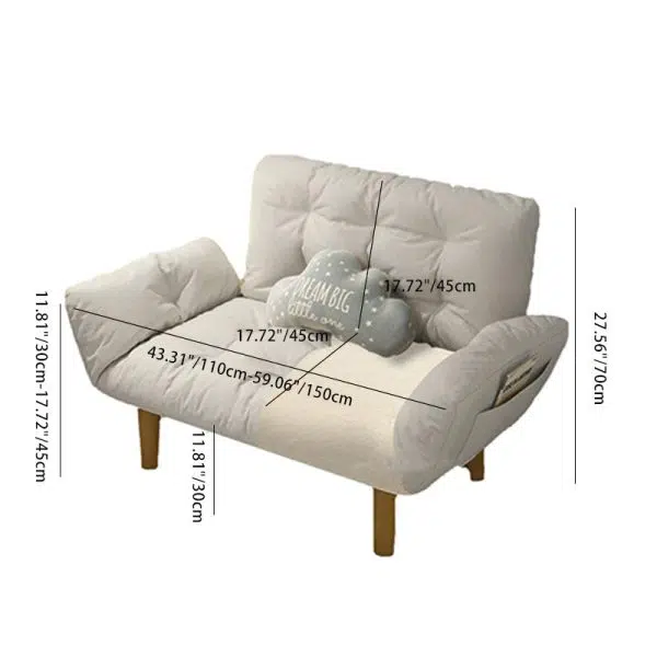 Contemporary Scandinavian Fabric Solid Wood Rectangle Lattice Cylindrical Leg Sofa Backrest Armrest For Living Room - Image 3