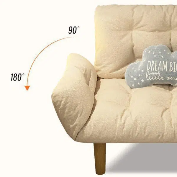 Contemporary Scandinavian Fabric Solid Wood Rectangle Lattice Cylindrical Leg Sofa Backrest Armrest For Living Room - Image 8